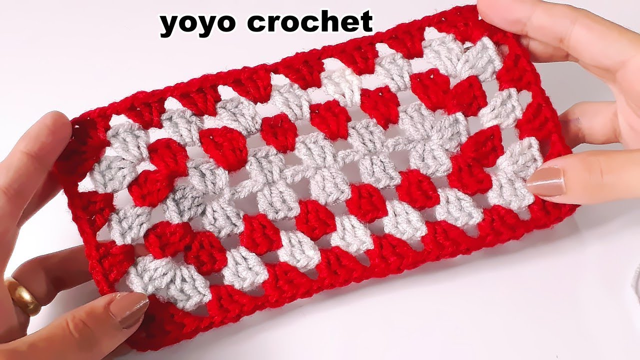 تعليم الكروشيه : مستطيل من غرزة الجرانى/قاعدة مستطيلةgranny rectangle crochet #يويو كروشية#