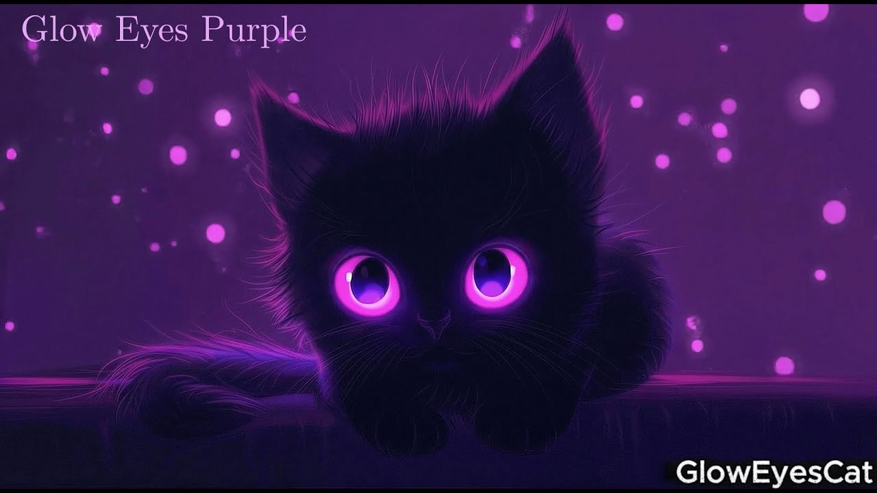 Glow Eyes Cat | Neon Purple • 1 Hour Ambient Music