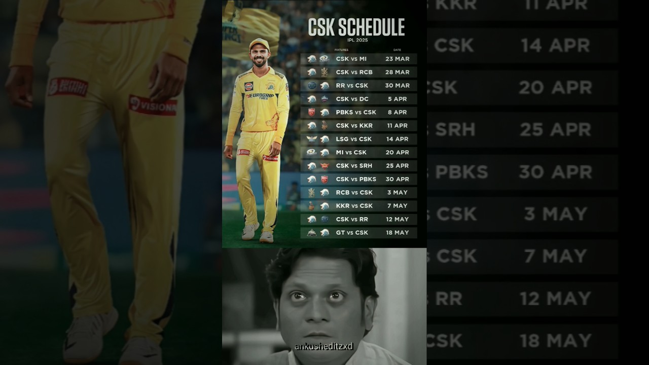 CSK SCHEDULE IPL 2025 🔥 #cricket #ipl2025 #trending #csk #championstrophy