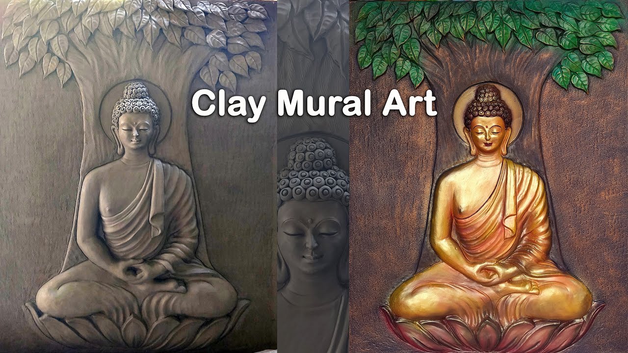 Buddha art painting | Clay mural art for beginners | Clay art for wall