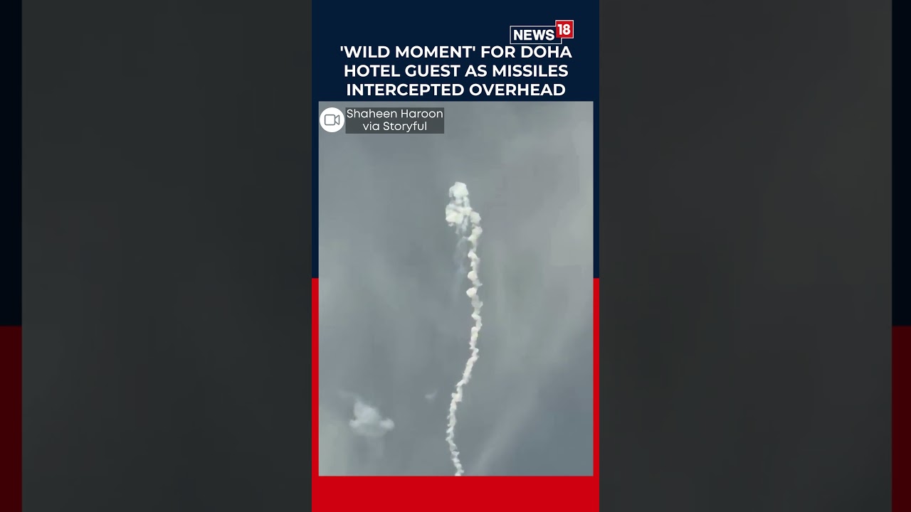 Wild Moment in Doha: Hotel Guest Films Missiles Being Intercepted in Night Sky | Iran War | N18S