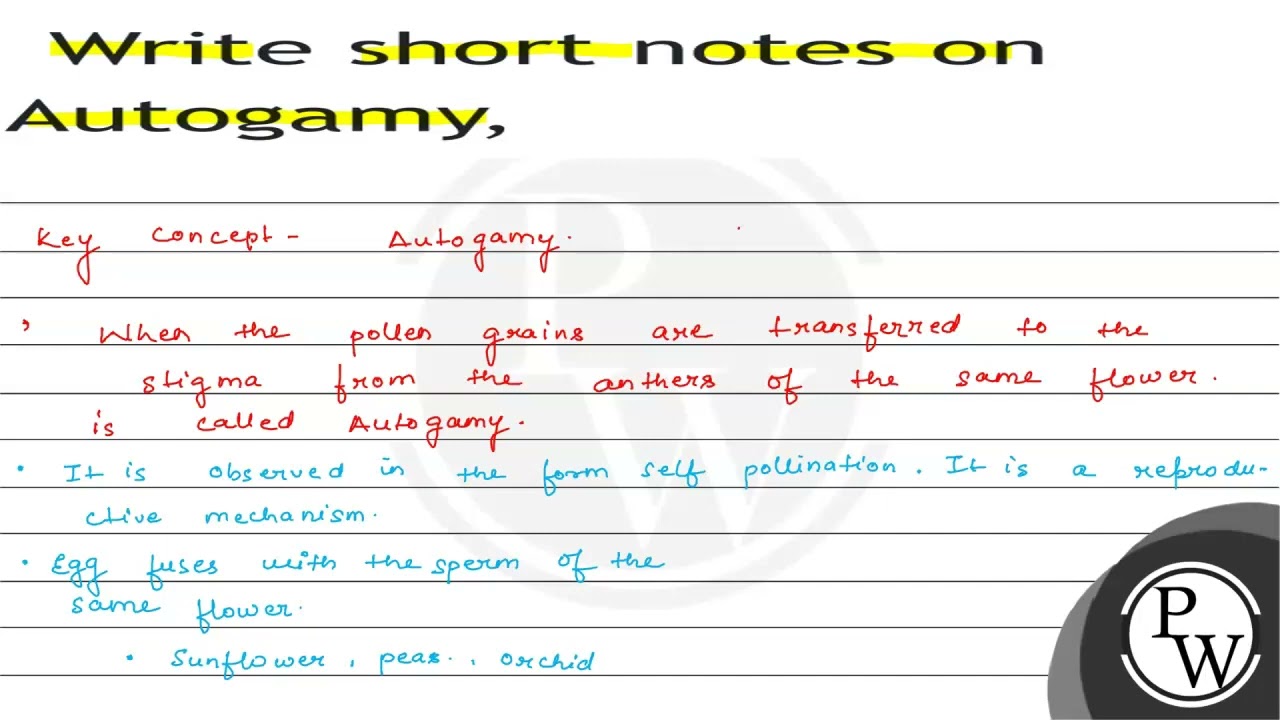 Write short notes on Autogamy,