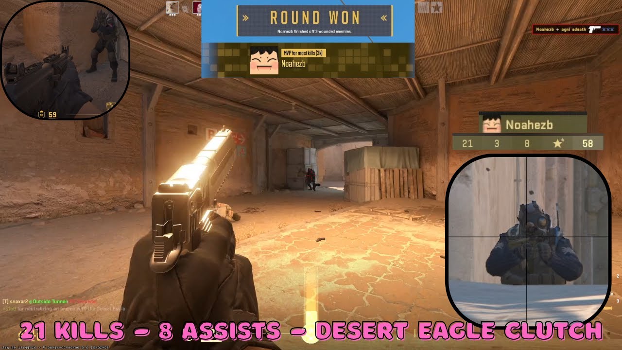 21 Kills, 8 Assists - Deagle Clutches & EXTREME Snipes in Counter Strike