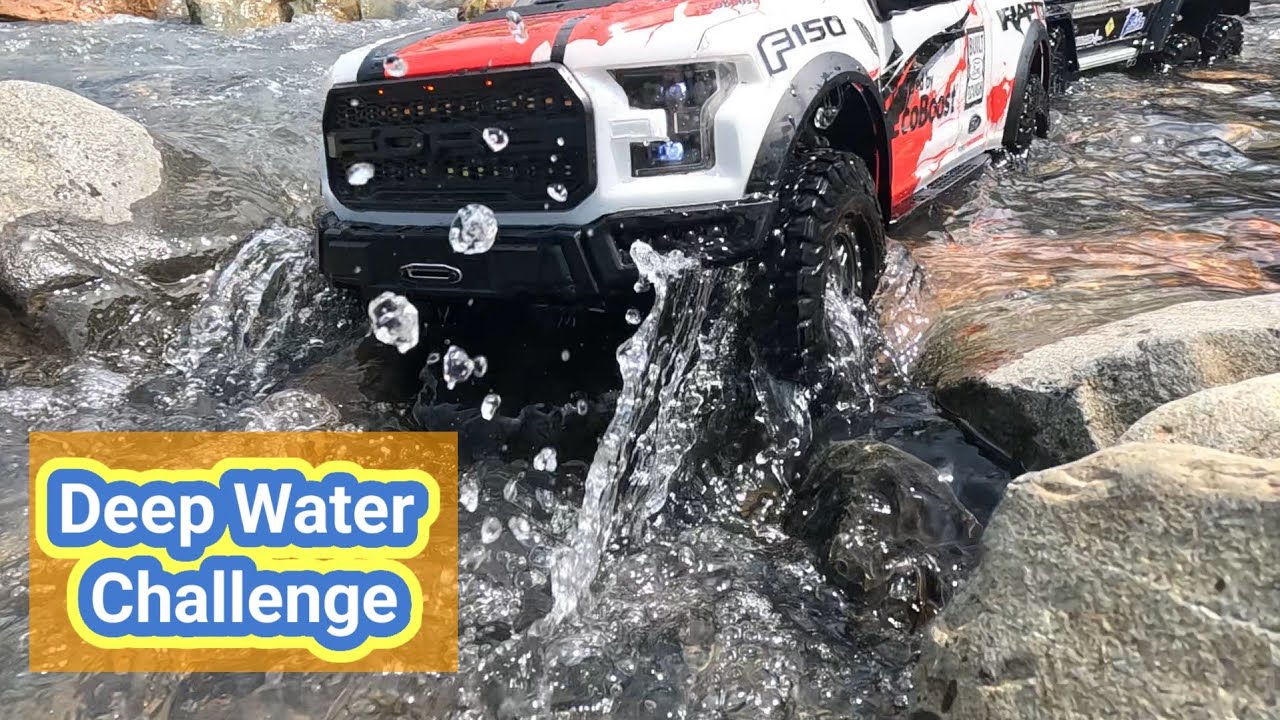 SURVIVE RC CHALLENGE IN DEEP WATERFALL OFF ROAD STONE DRIVE