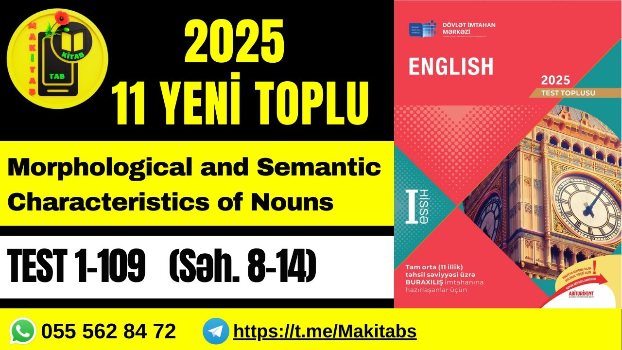 DİM 11-Cİ SİNİF TEST TOPLUSU 2025 İNGİLİS DİLİ | Morphological and Semantic Characteristics of Nouns
