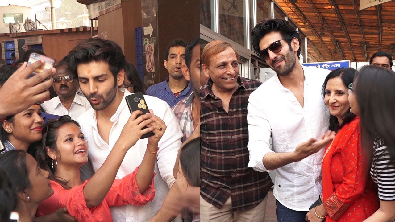 Kartik Aryan @Siddhivinayak Temple To Take Blessings For LUKA CHUPPI & Took Selfies Wid Fans