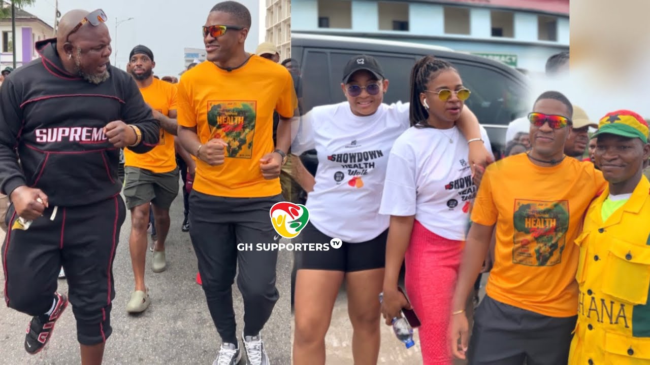 Prez. Mahama&rsquo;s Son Sharaf With Bukom Banku, Ayitey Powers On Health Walk Ahead Of  The BiggestBoxing
