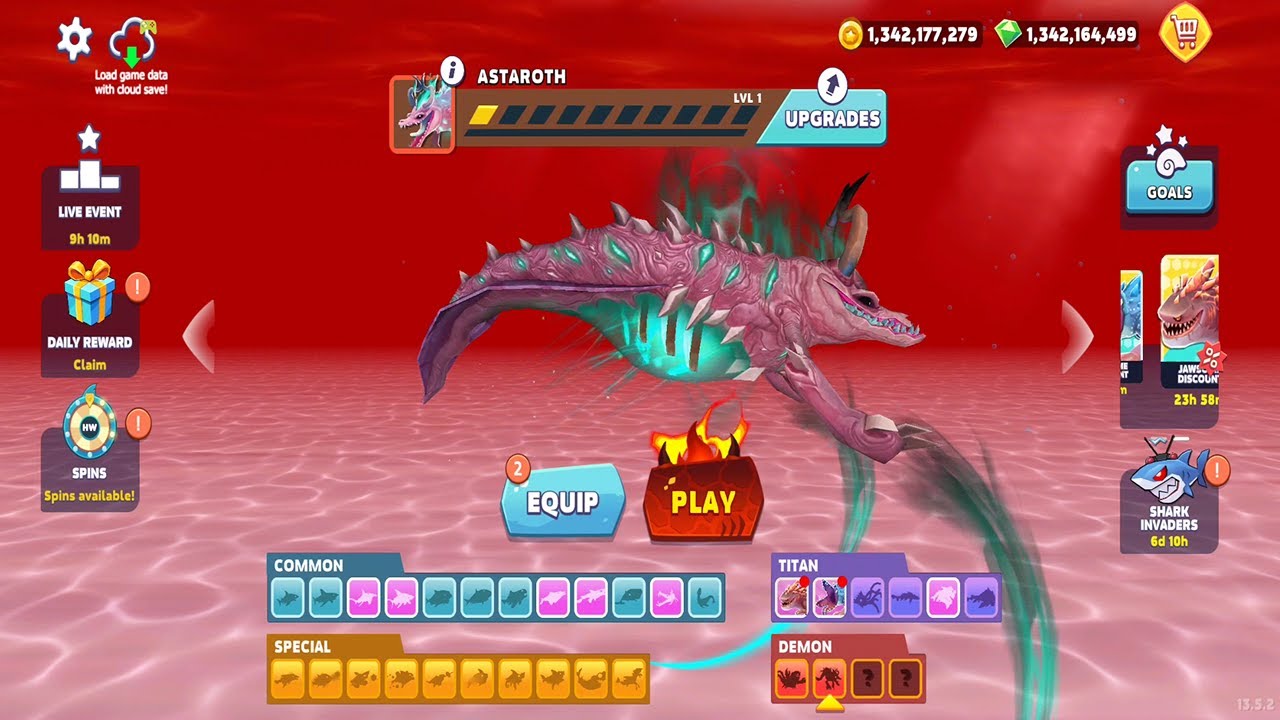 Hungry Shark Evolution - ASTAROTH New Shark Unlocked Update All Sharks Unlocked Hack Gems Coins Mod