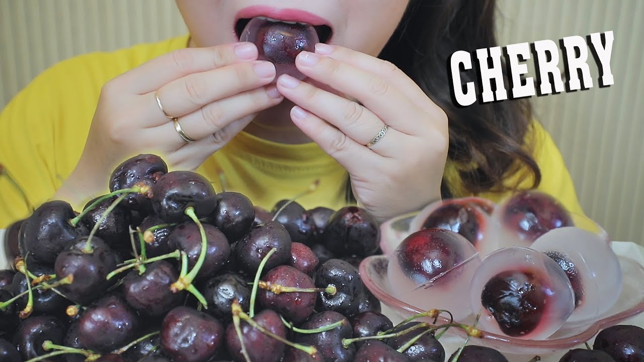 ASMR CHERRY AND CHERRY JELLY , CRUNCHY EATING SOUNDS | LINH-ASMR