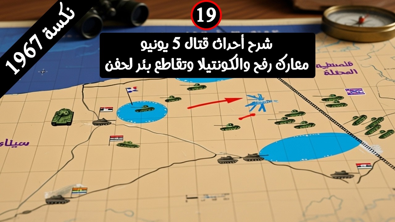 شرح بالخرائط لمعارك رفح والكونتيلا وبئر لحفن.احداث قتال 5 يونيو نكسه 1967 الحلقه (19)