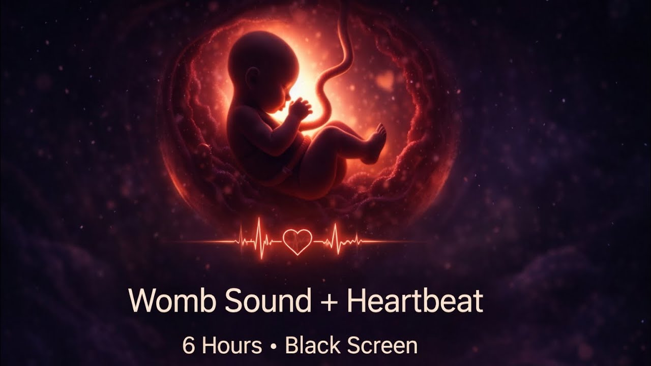 Womb Sound with Heartbeat for Baby Sleep – Black Screen | White Noise (6 Hours) [NO ADS] – Overnight