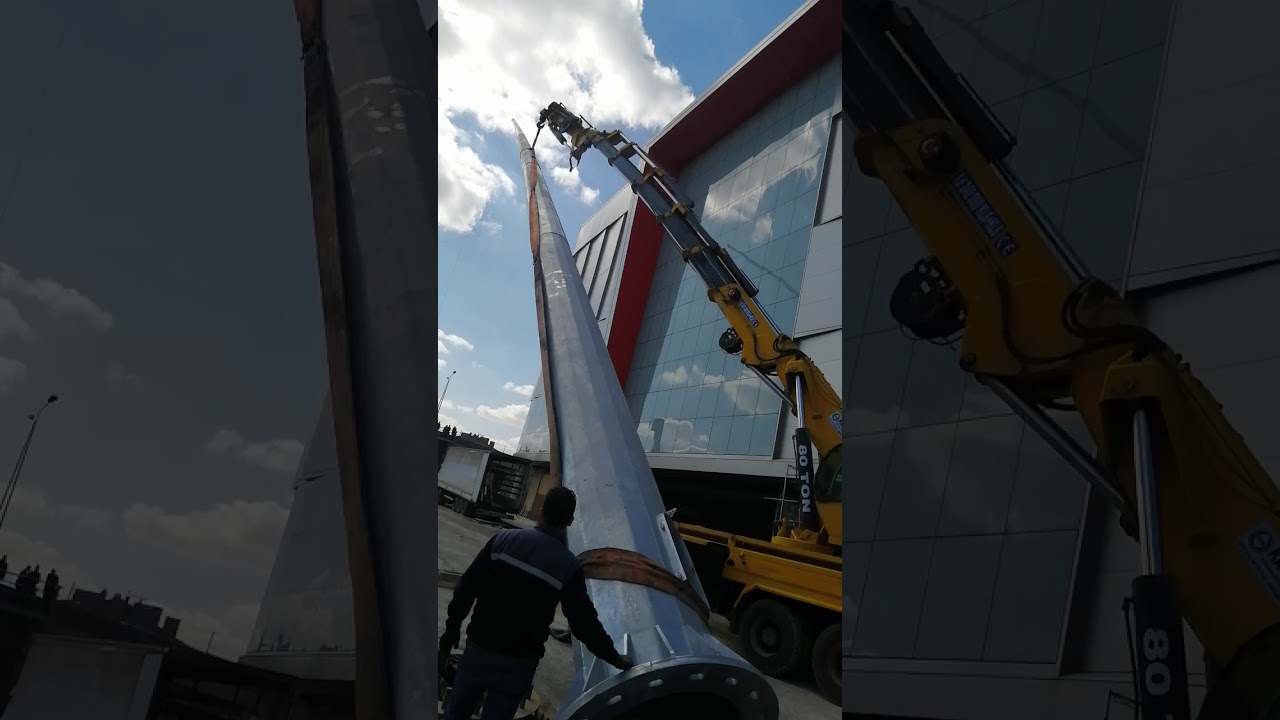 80 Tonluk Vinç 50 metre Bayrak Direği Dikme ve Yatırma