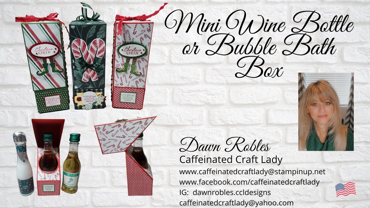 Mini Wine Bottle or Bubble Bath Box featuring Stampin' Up's Bewitching & Sweet Candy Canes