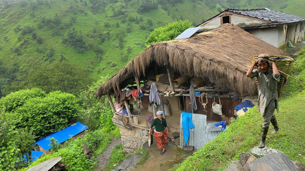 Himalayan Village Life in Heavy Rain Season || Most Peaceful And Relaxing Village lifestyle