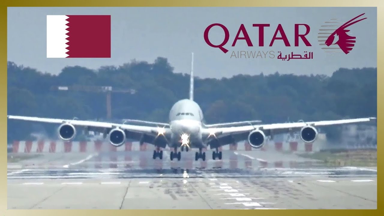 ✈️ QATAR AIRWAYS A380 landing at Hamburg Finkenwerder Airport ✈️