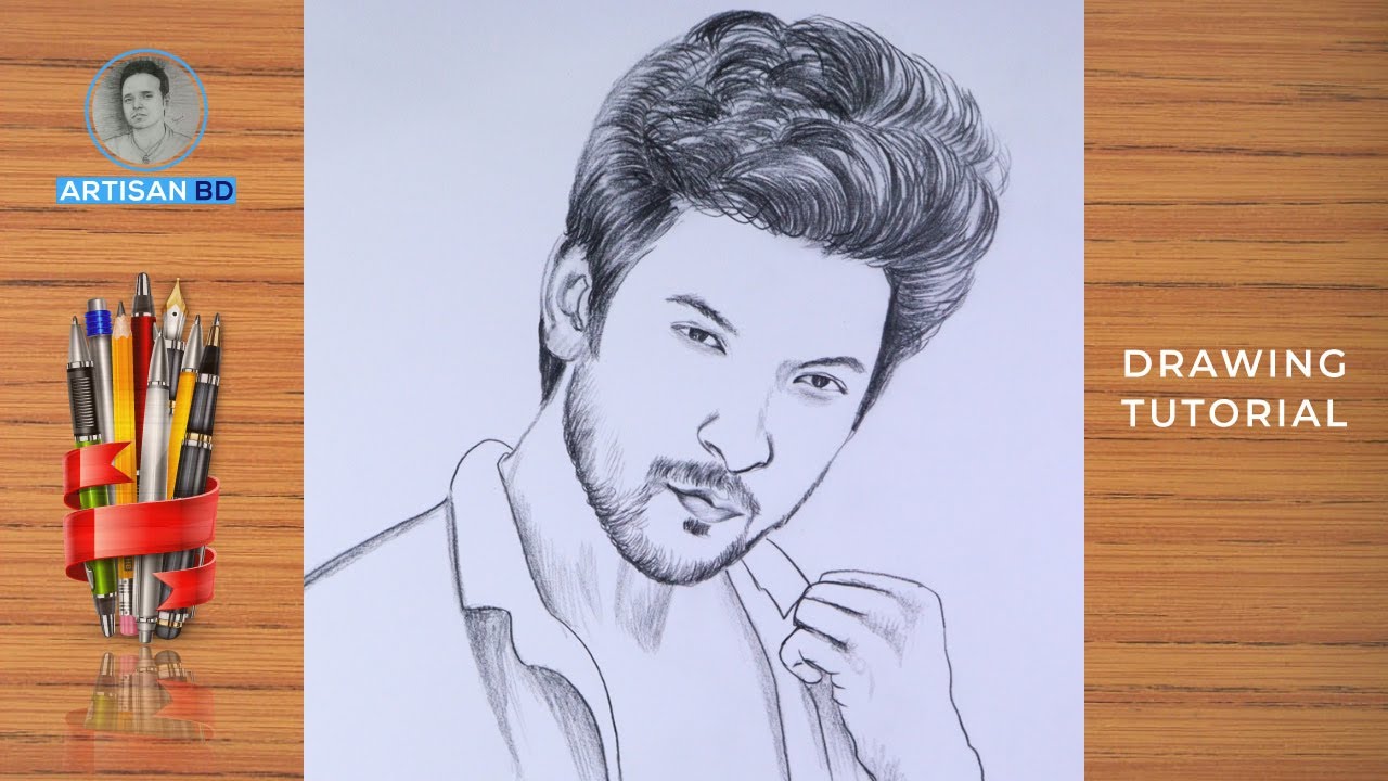A boy pencil drawing for beginners / step by step very easy tutorial - Artisan BD