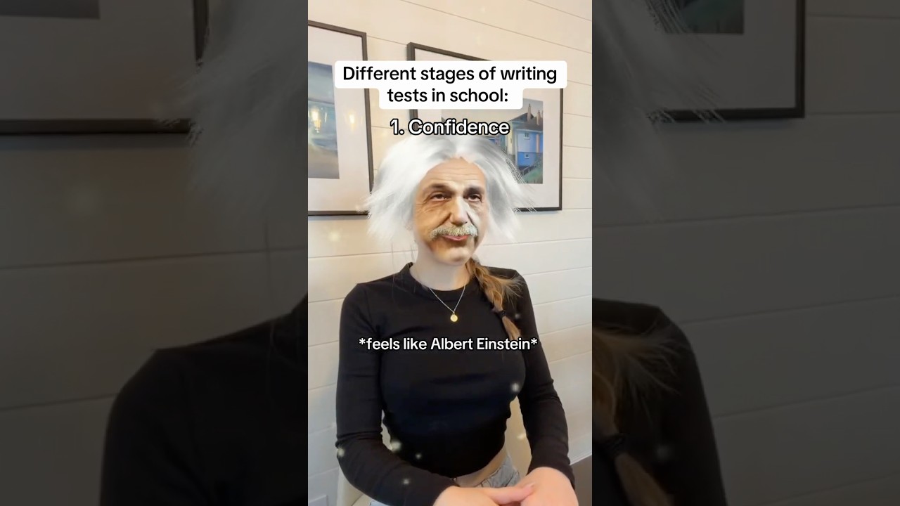 The different stages of writing a test in school #comedy #skit #pov