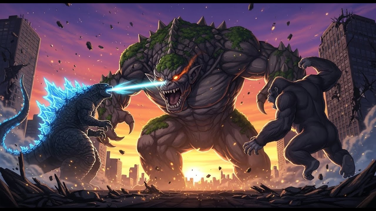 Mega Troll vs Godzilla King vs Kong - Dazzling Divine AI Remix