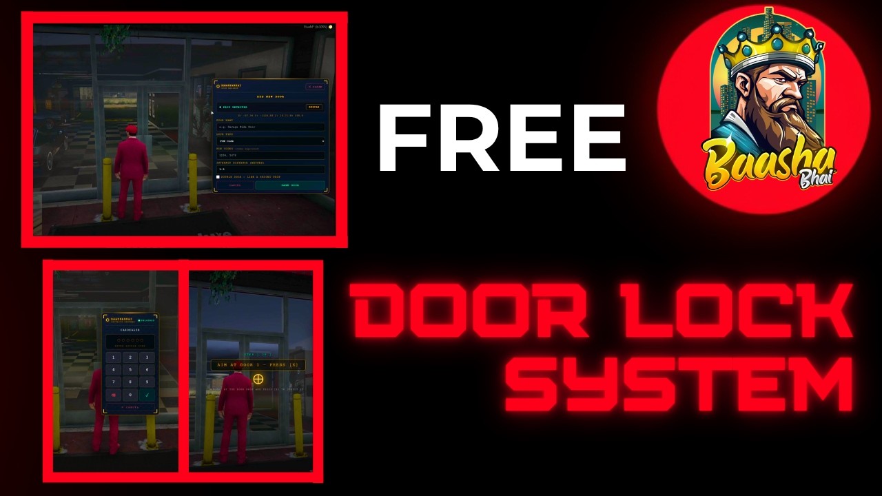 FREE Fivem Door Lock Script  | QBCore & ESX | PIN, Job, Keycard & More!
