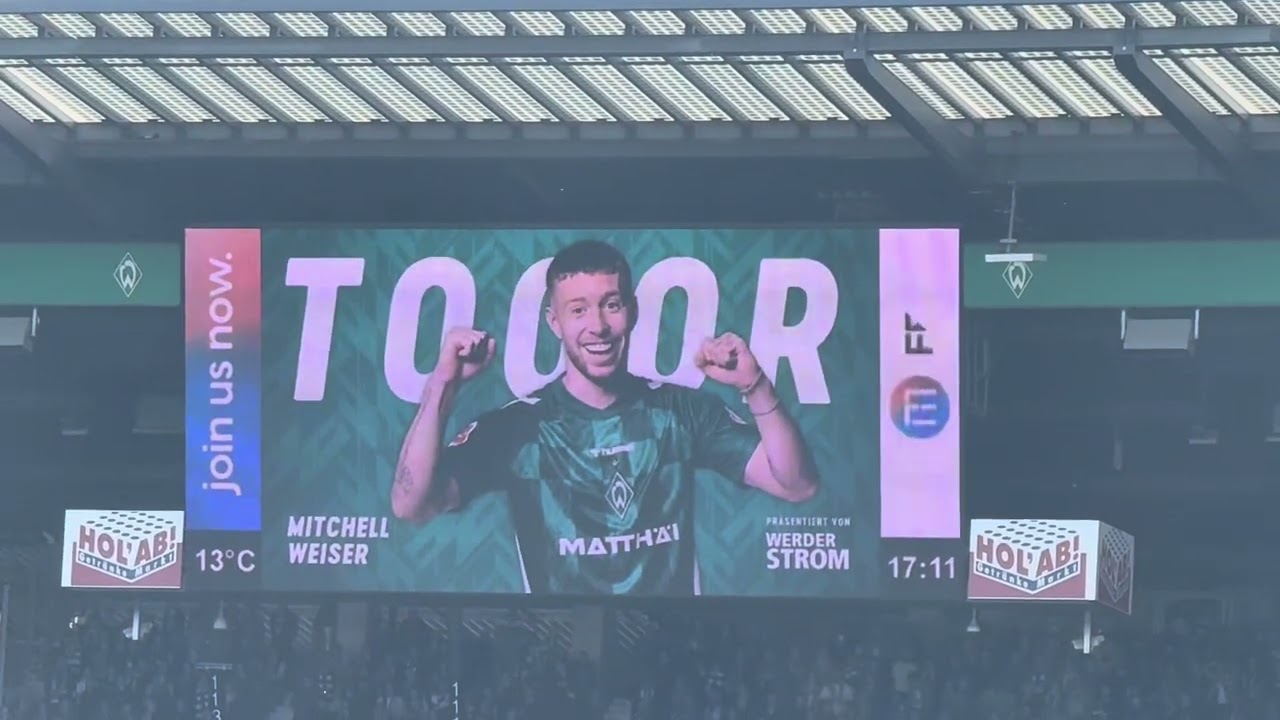 2025-04-19 SV Werder Bremen - VfL Bochum - 1:0 - Tor zum 1:0 Mitchell Weiser -VAR- Gelb/Rot Sissoko