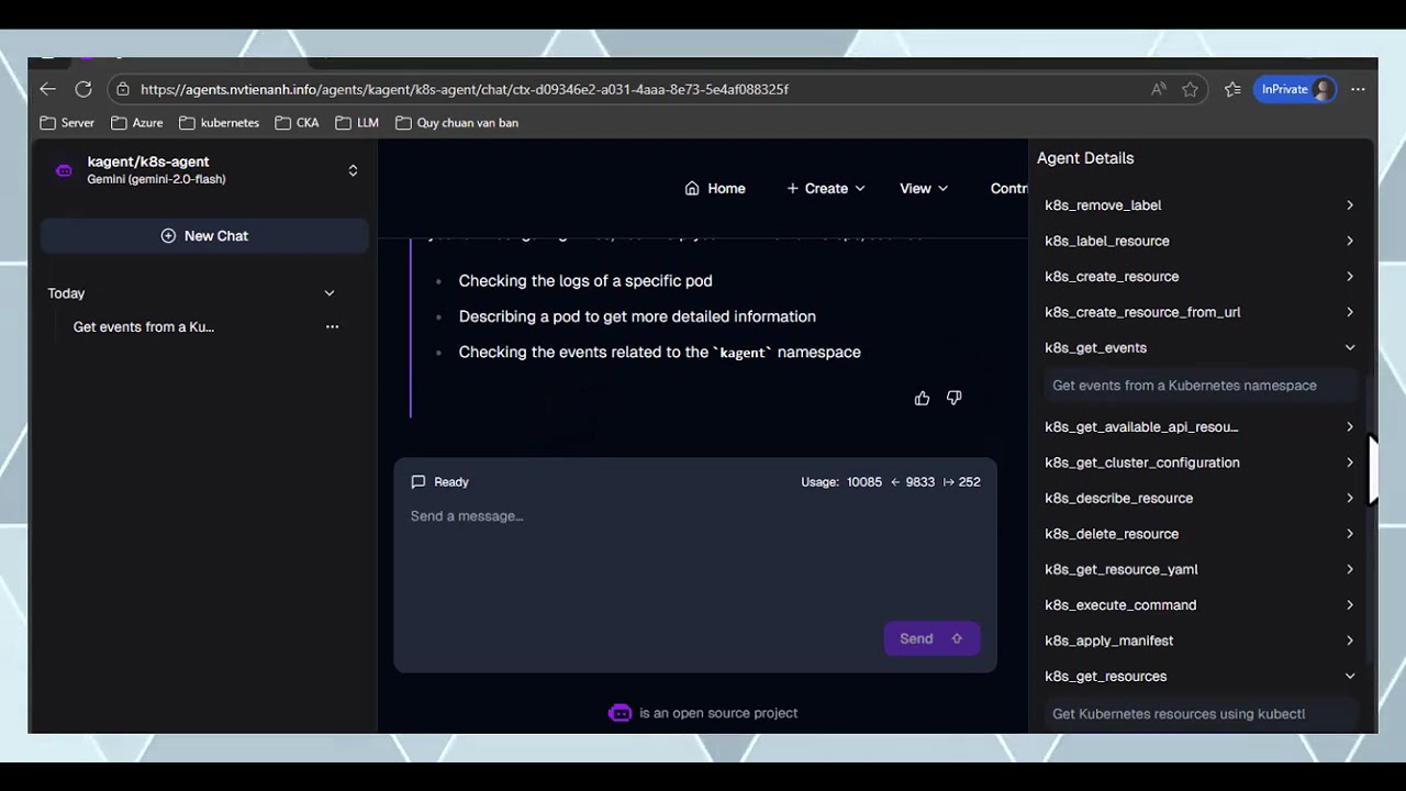 Quick demo about kagent on my homelab Kubernetes cluster