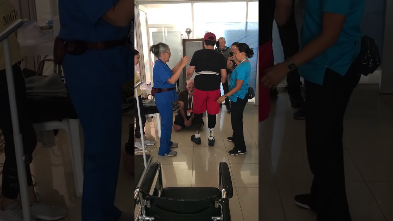 Quadruple Amputee Practices Walking During the 2023 IMAHelps Mission in Quito, Ecuador