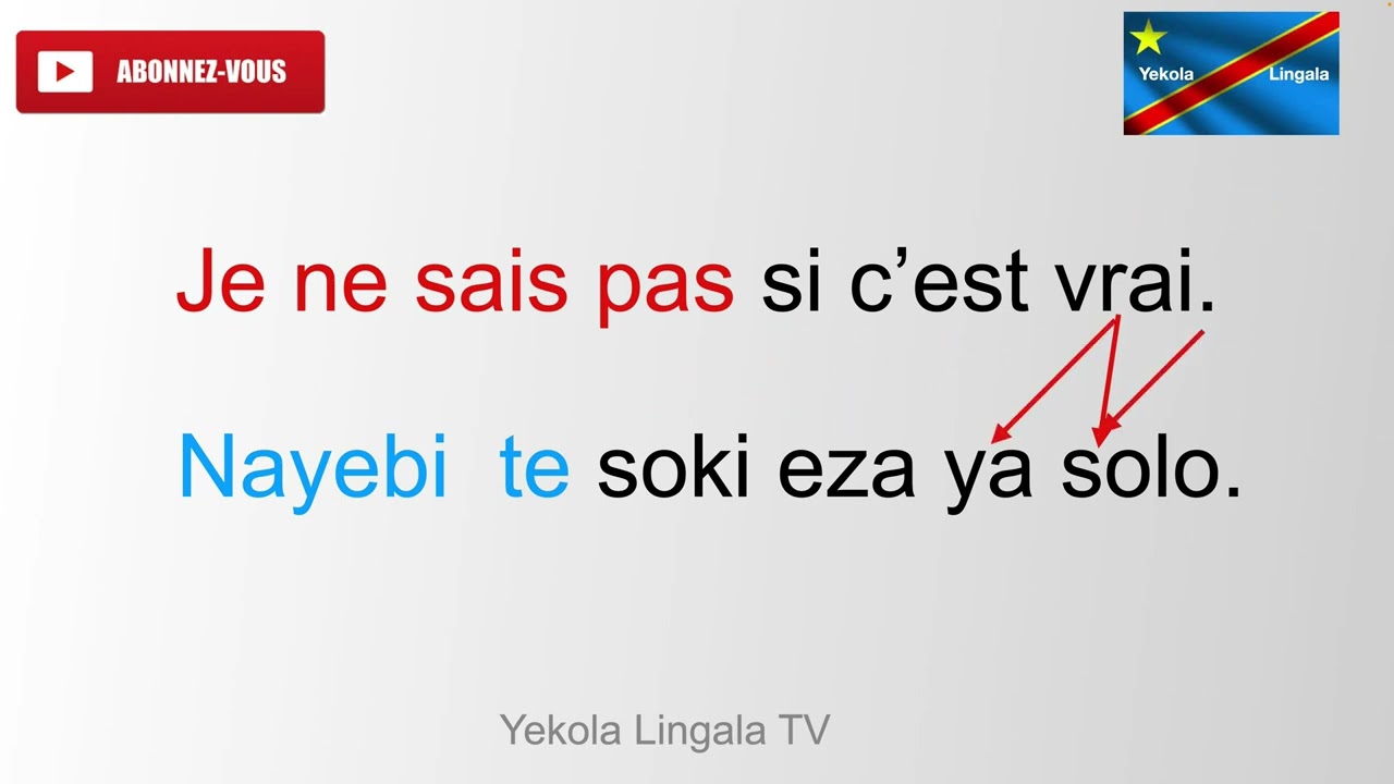 Apprendre le Lingala dans des phrases simples, LINGALA langue de KINSHASA/R.D CONGO, et français.