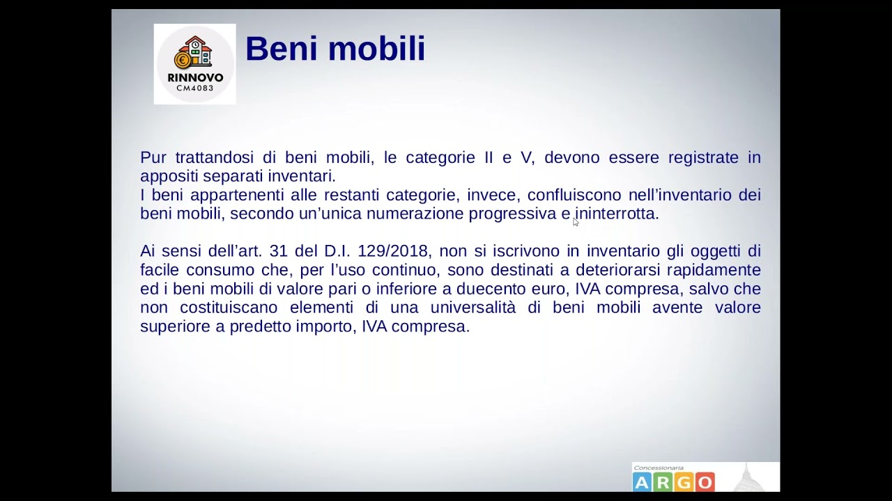 ARGO Rinnovo CM4083   Procedure per il rinnovo degli inventari