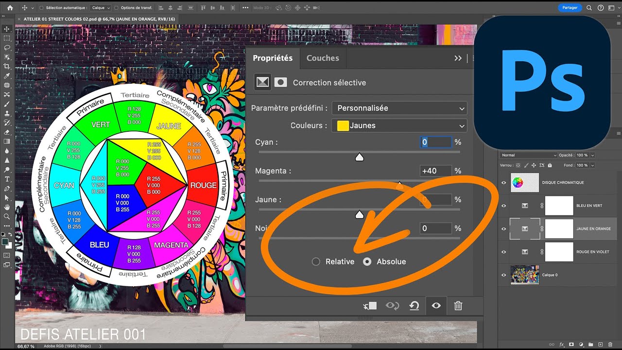 ENFIN comprendre les options Absolue et Relative de l'outil Correction Sélective PHOTOSHOP