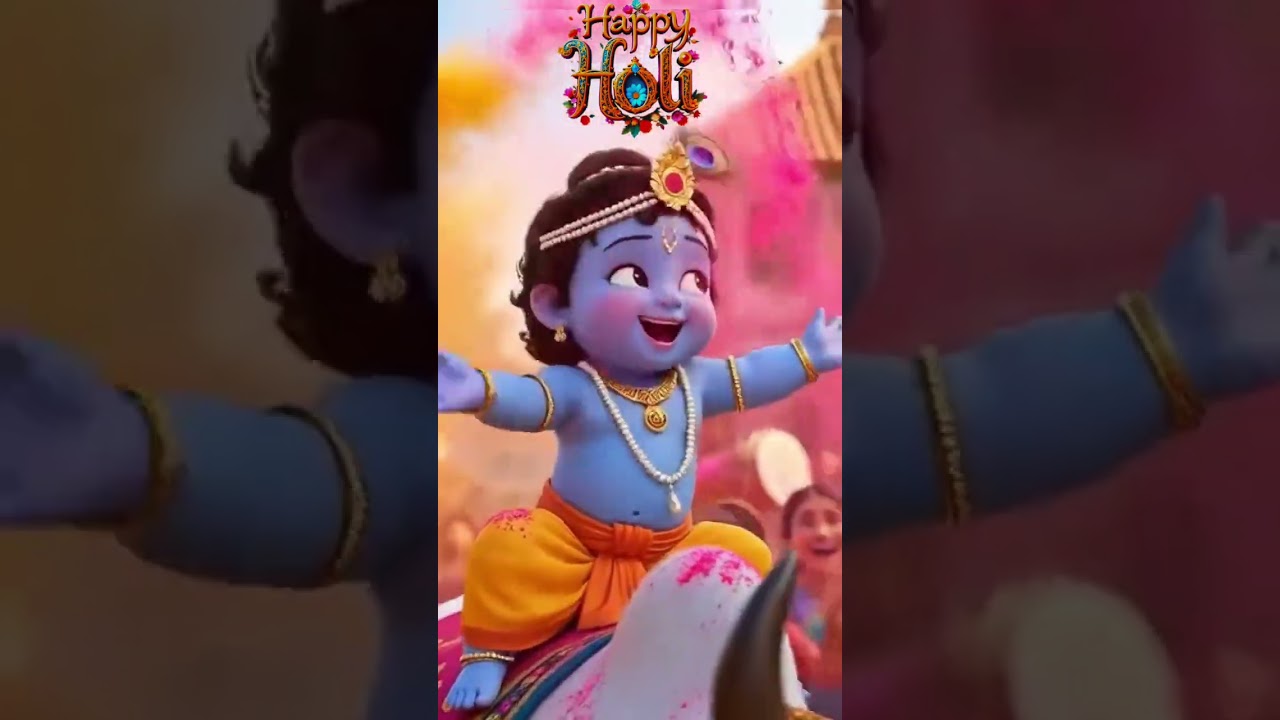 Rang Leke Khelte Radha Krishna 💖 | Beautiful Holi Bhakti Song 2026 #Shorts #holi #krishna #radha