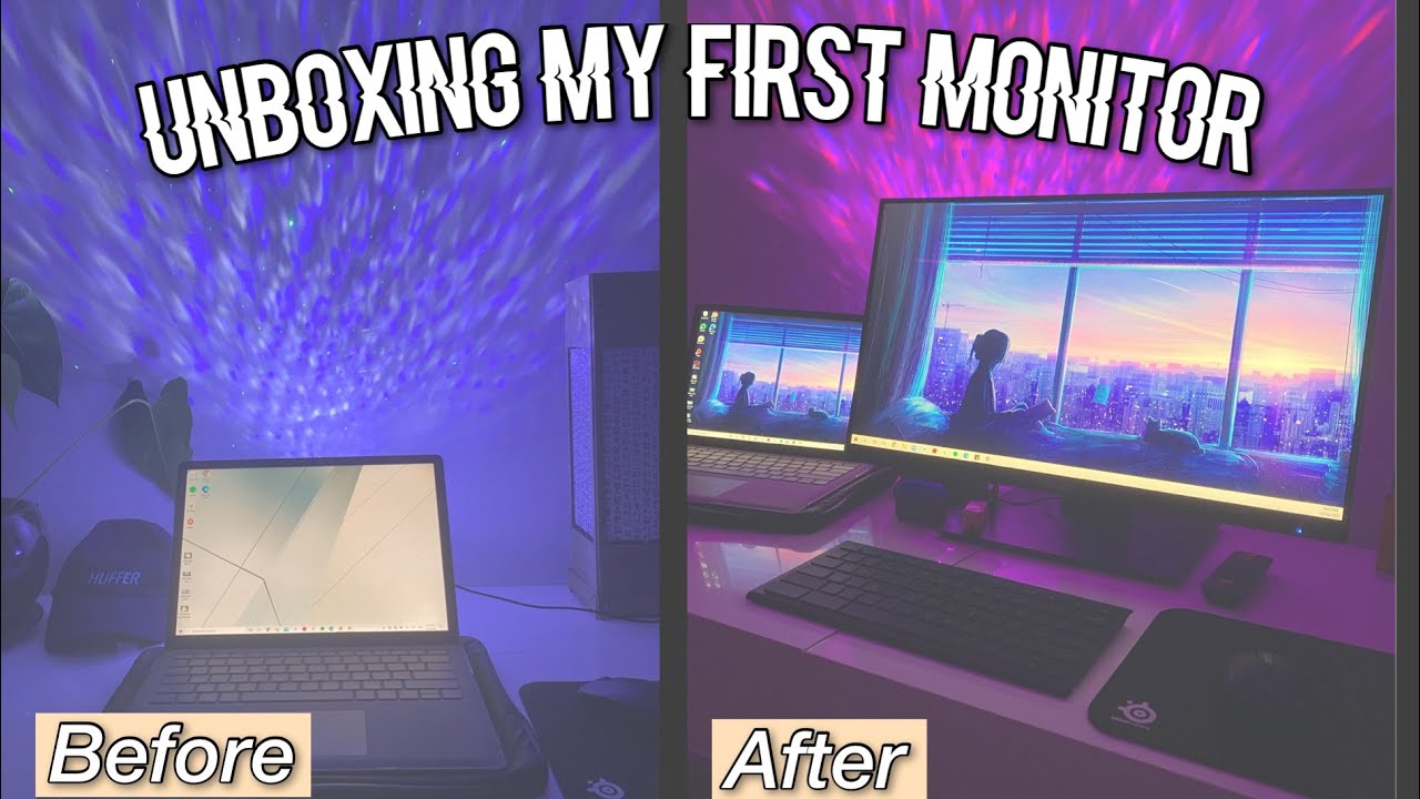 Unboxing my First Monitor + Setting It Up || Asus VA24DQLB ||