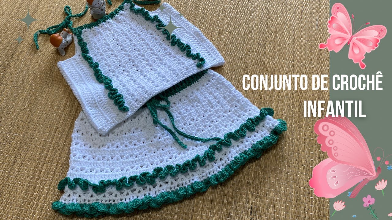CONJUNTO DE CROCHÊ INFANTIL MAYA (SAIA) por @CrisTelesCroche