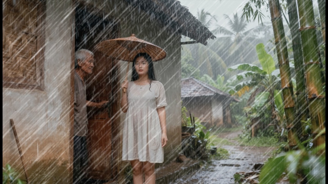 EXTREME WEATHER ⛈️ Heavy Rain & Loud Thunder in a Quiet Village | Rain Sounds for Sleeping