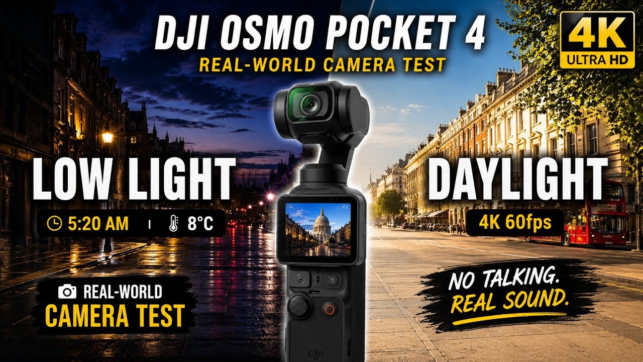 DJI Osmo Pocket 4: From Low Light to Bright Daylight ☀️ London Real-World Test | 4K