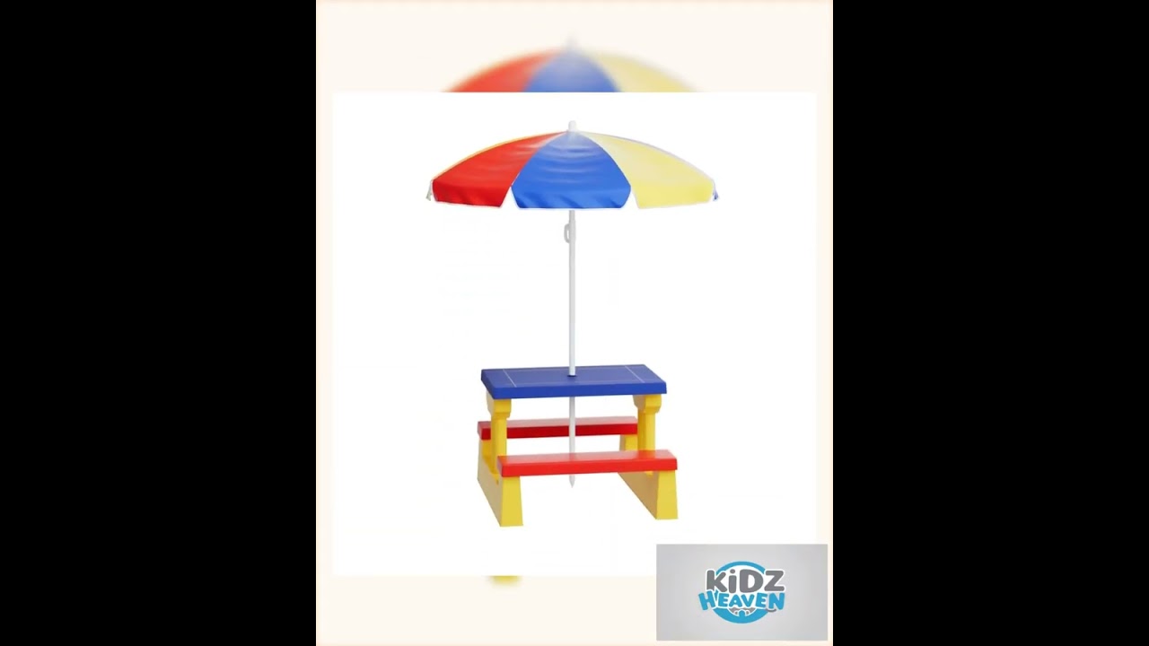 Keezi Kids Outdoor Table and Chairs Set Picnic Bench Umbrella Children Indoor