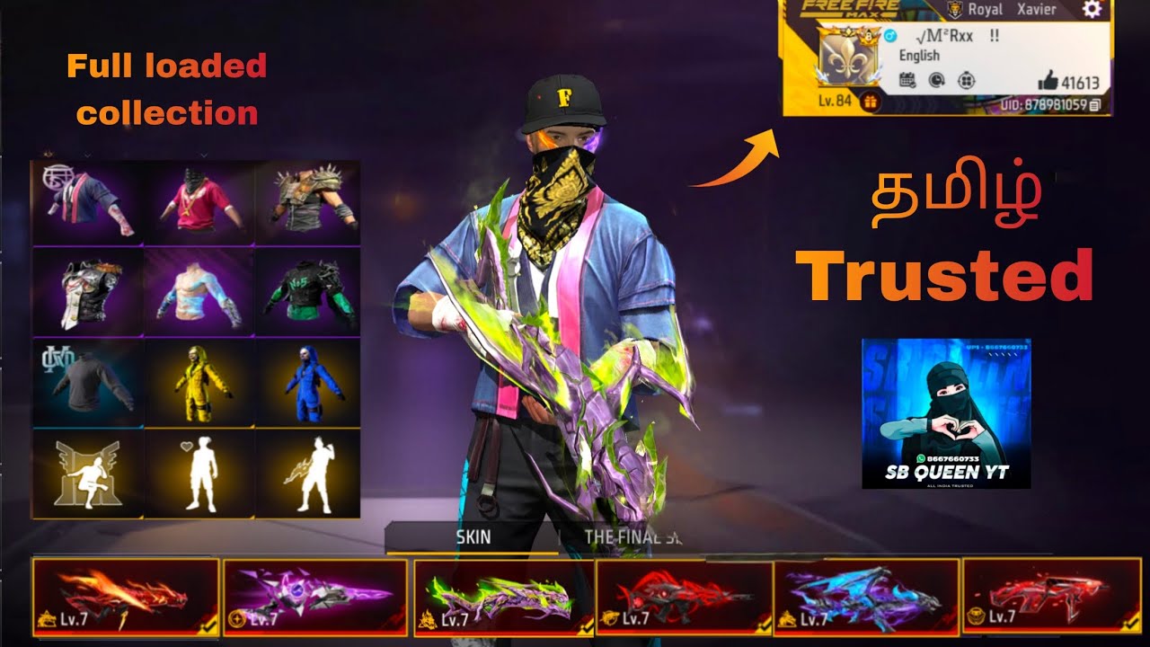 SB QUEEN - ! 85 LEVEL WITH S1 S2 S3 S4 S5🆔💀 7 MAXXXX💥#freefire #viral #video #freefiremax 