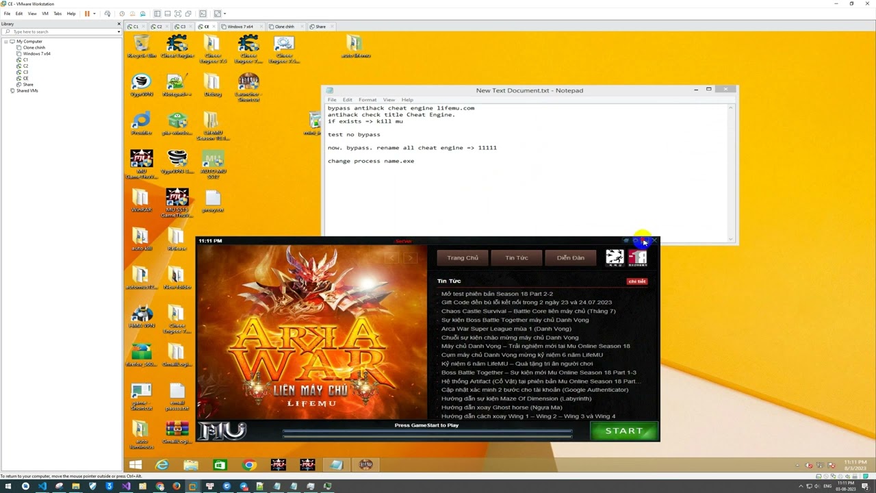 Tutorial Cheat Engine - Setup Bypass Antihack, Debug Mu Online - Lifemu.com - SS18 - IGCN