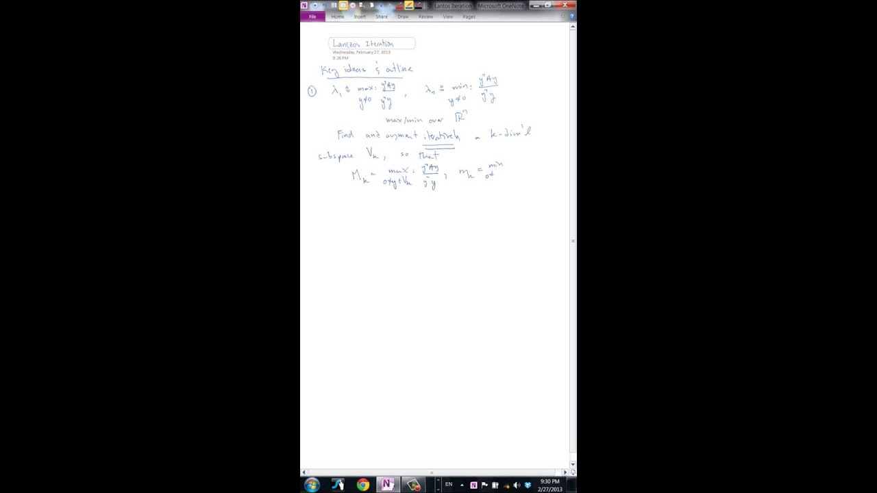 The Lanczos Algorithm, Part 1/2