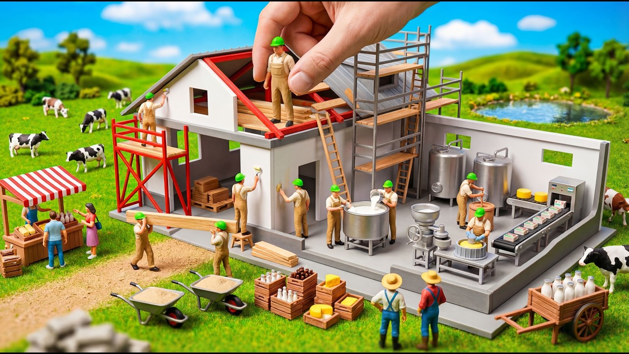 Miniature Construction: Building a Tiny Dairy Factory From Scratch 🥛🏭