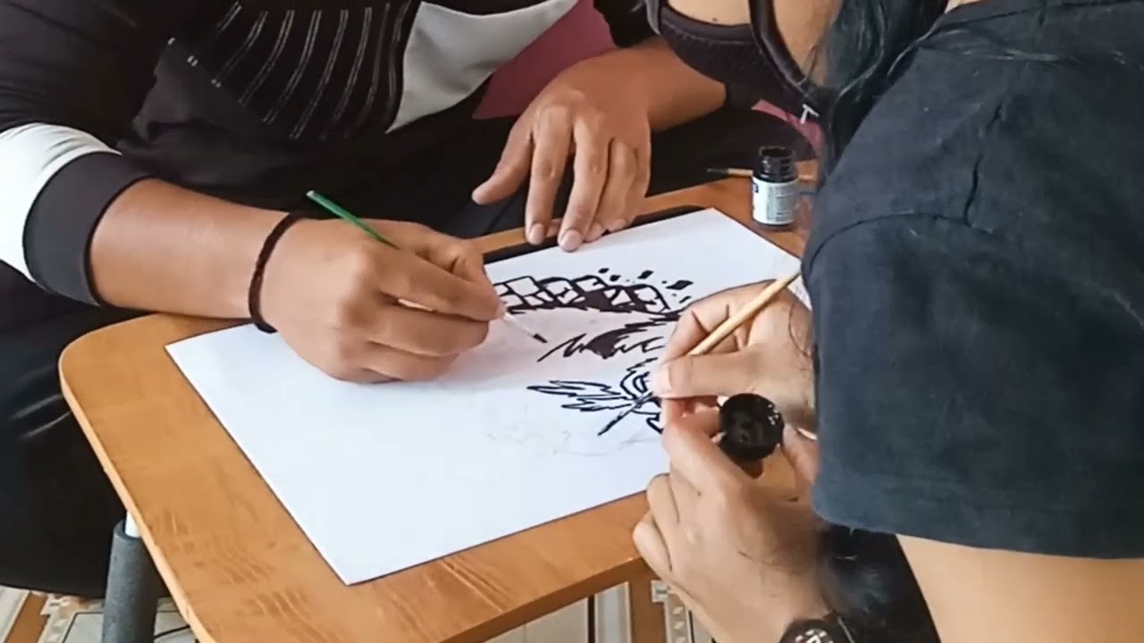 🐨 First time sister and me making Bear drawing  || it's like our first vlog