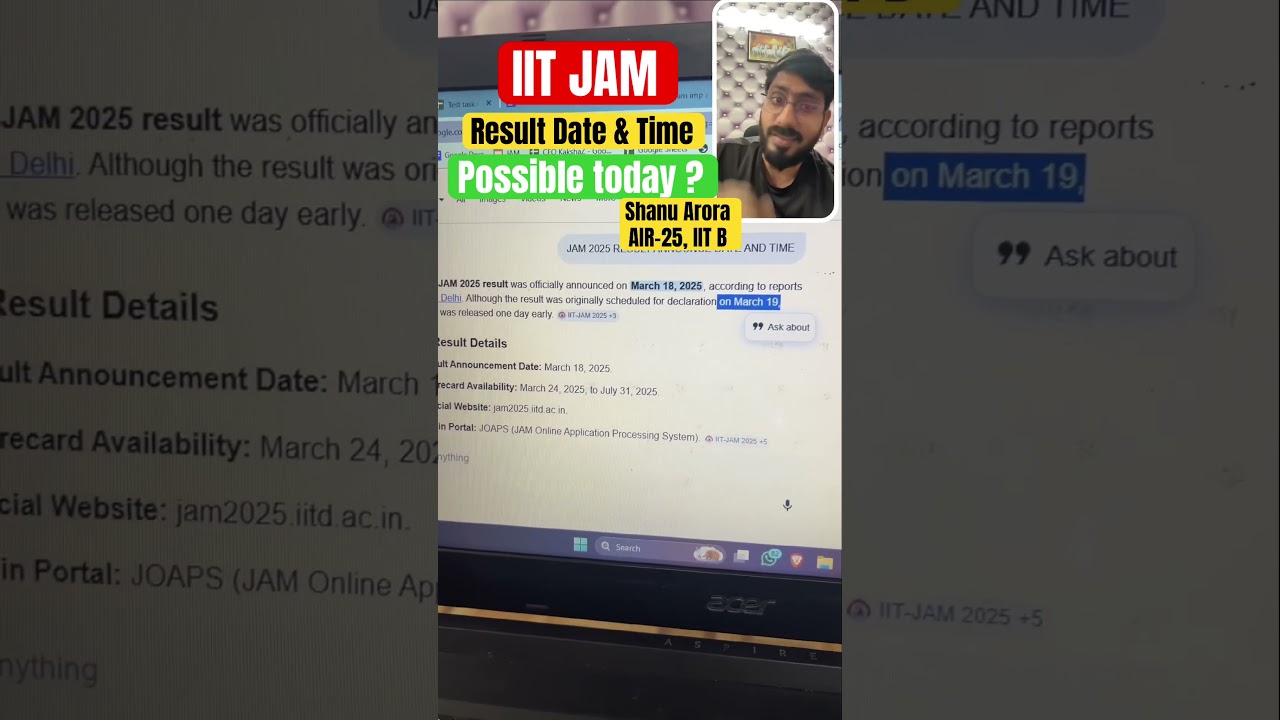 iit jam result 2026 || iit jam result date || IIT JAM Physics Ranks vs college