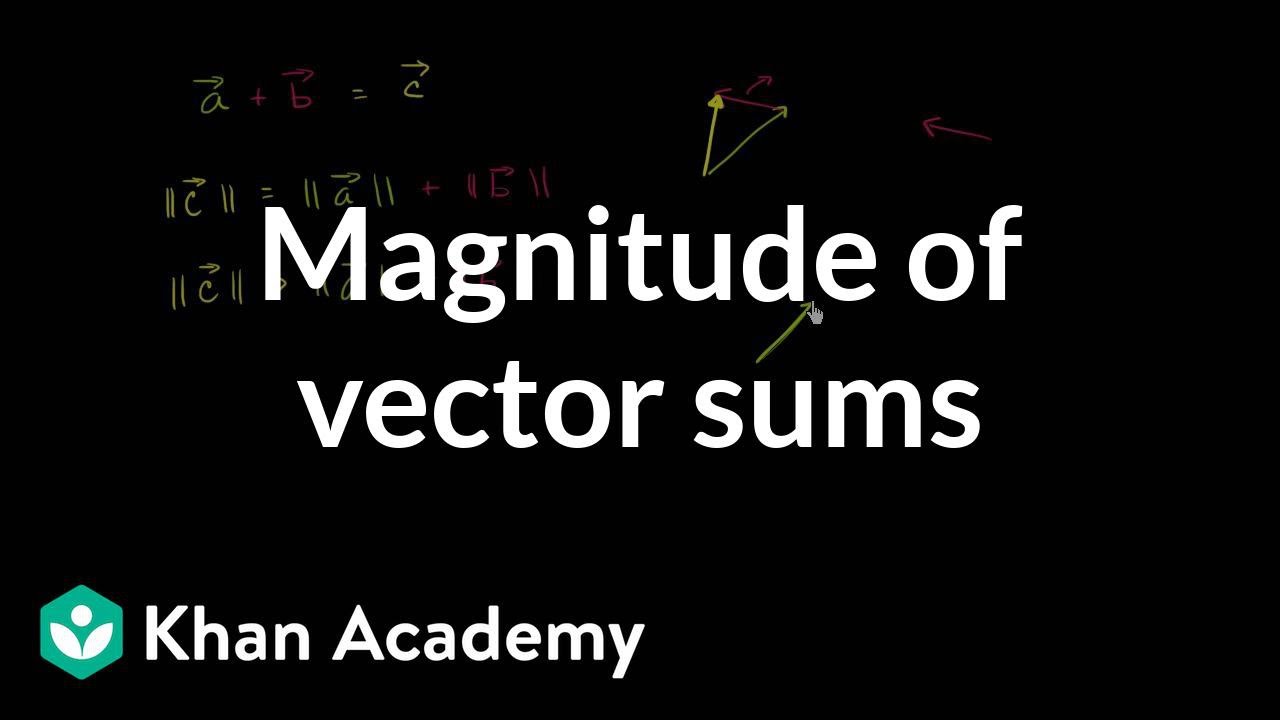 Magnitude of vector sums | Vectors | Precalculus | Khan Academy