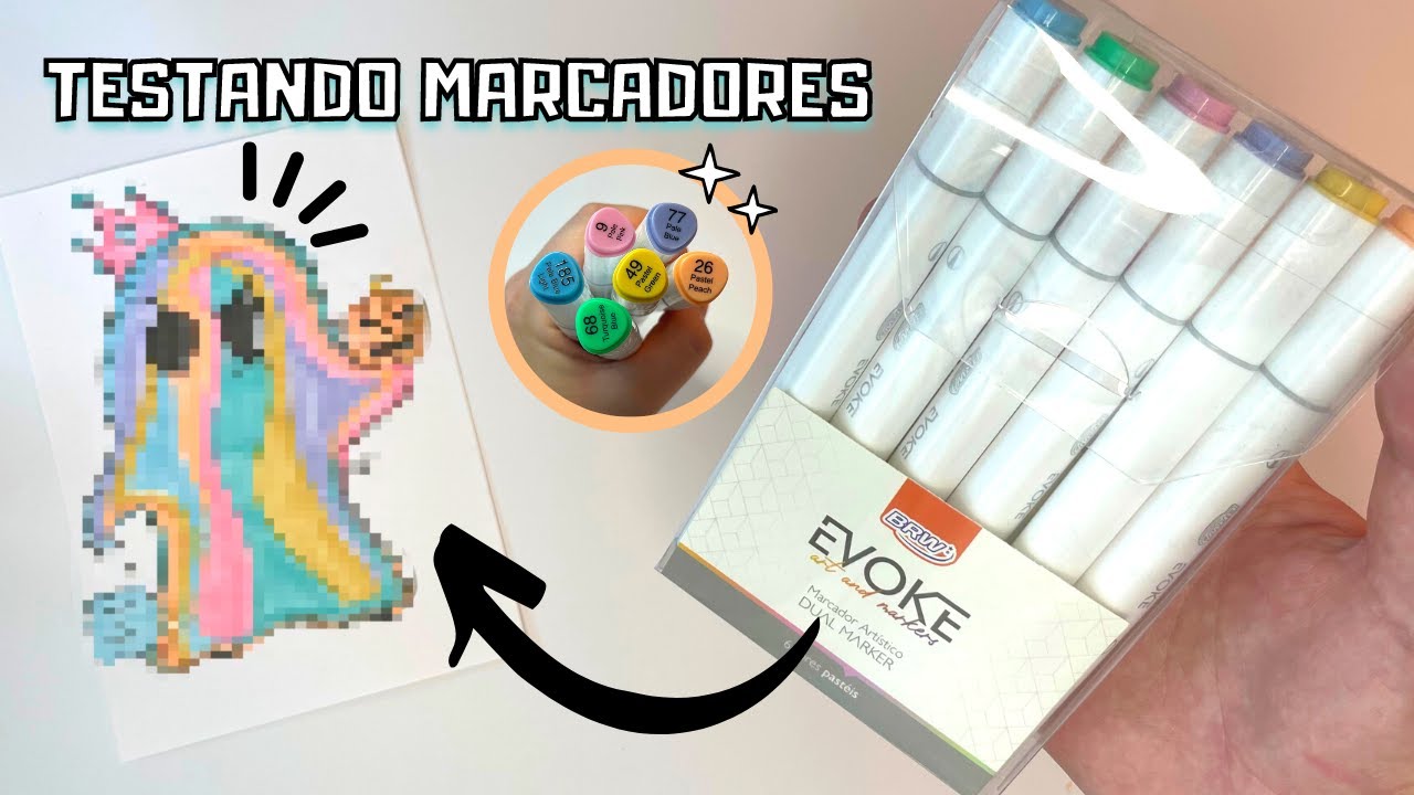 DESENHANDO APENAS COM MARCADORES DA EVOKE CORES PASTÉIS | TESTE MATERIAL DE DESENHO