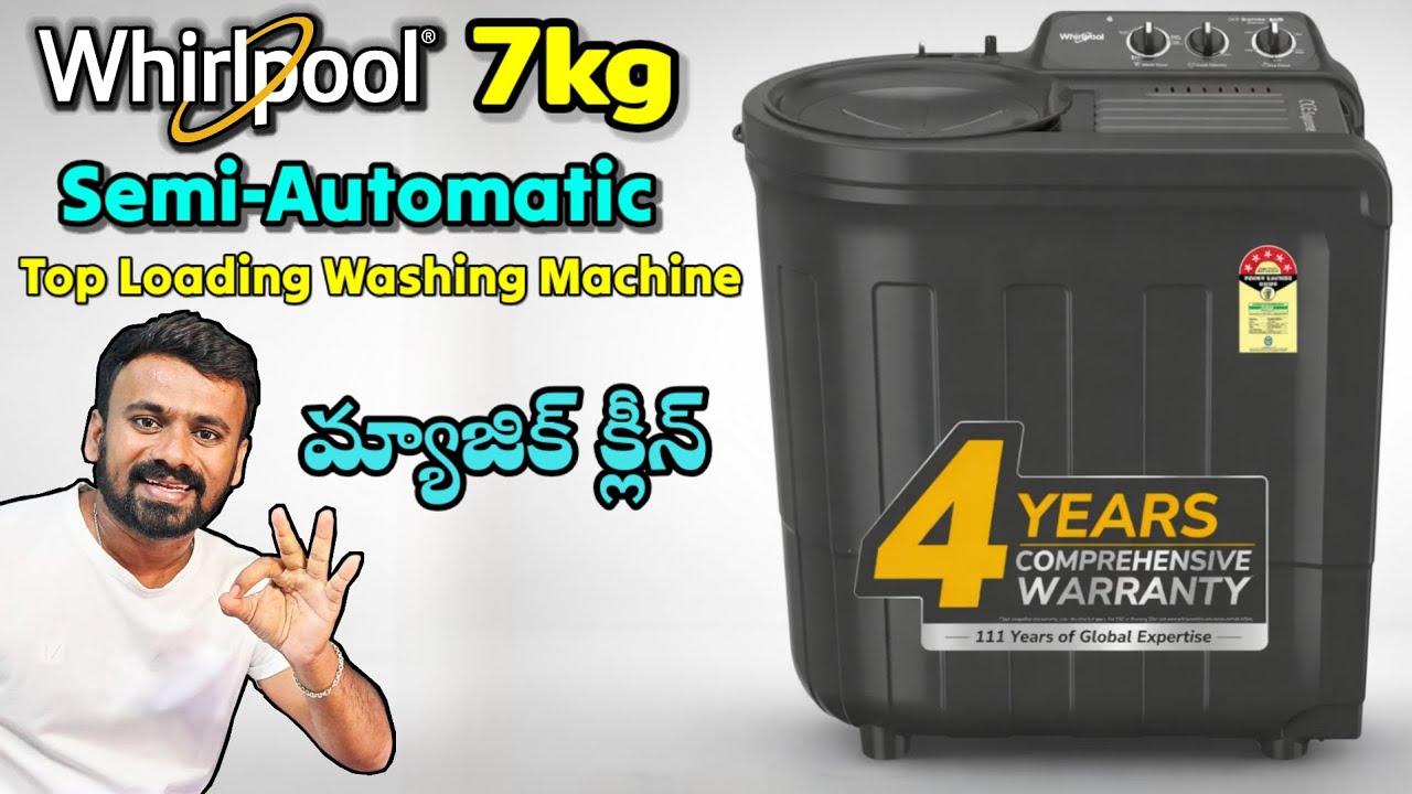 Whirlpool 7Kg Magic Clean Semi Automatic Top Load Washing Machine Review in Telugu
