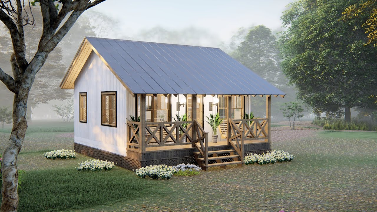 Small House Design 6 x 6 meters ( 400 Sqft ) with Loft - 2 Bedrooms - Free Floor Plan