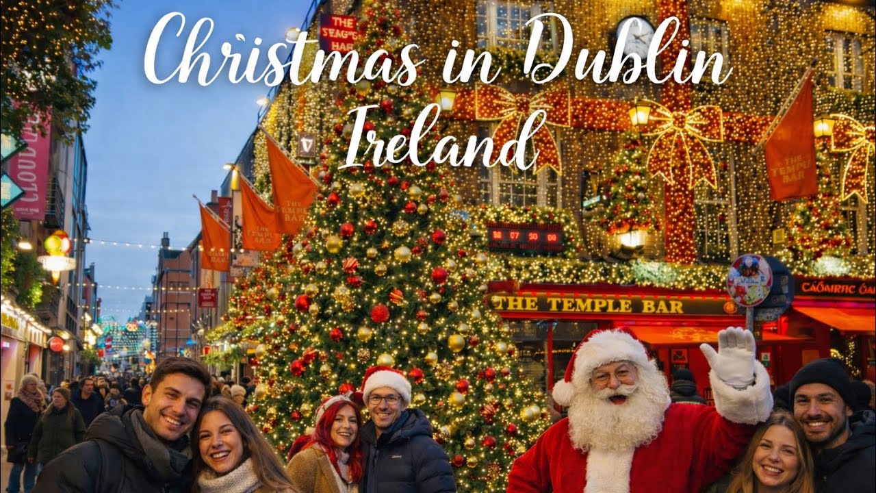 Dublin Ireland Christmas lights 2025 | Magical Christmas in Temple bar | 4k Night walk - UHD 60fps