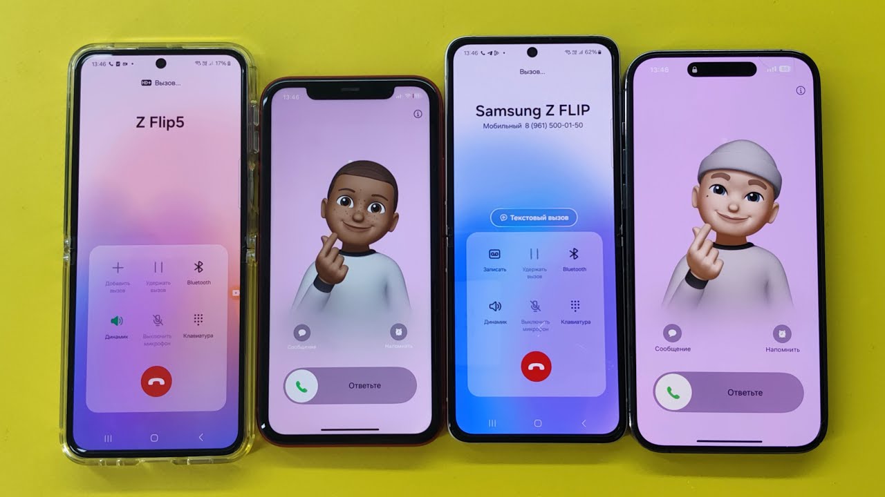 ￼Incoming Call iPhone 14pro Max vs iPhone 11pro red vs Samsung Z flip 5 + Samsung Z flip3