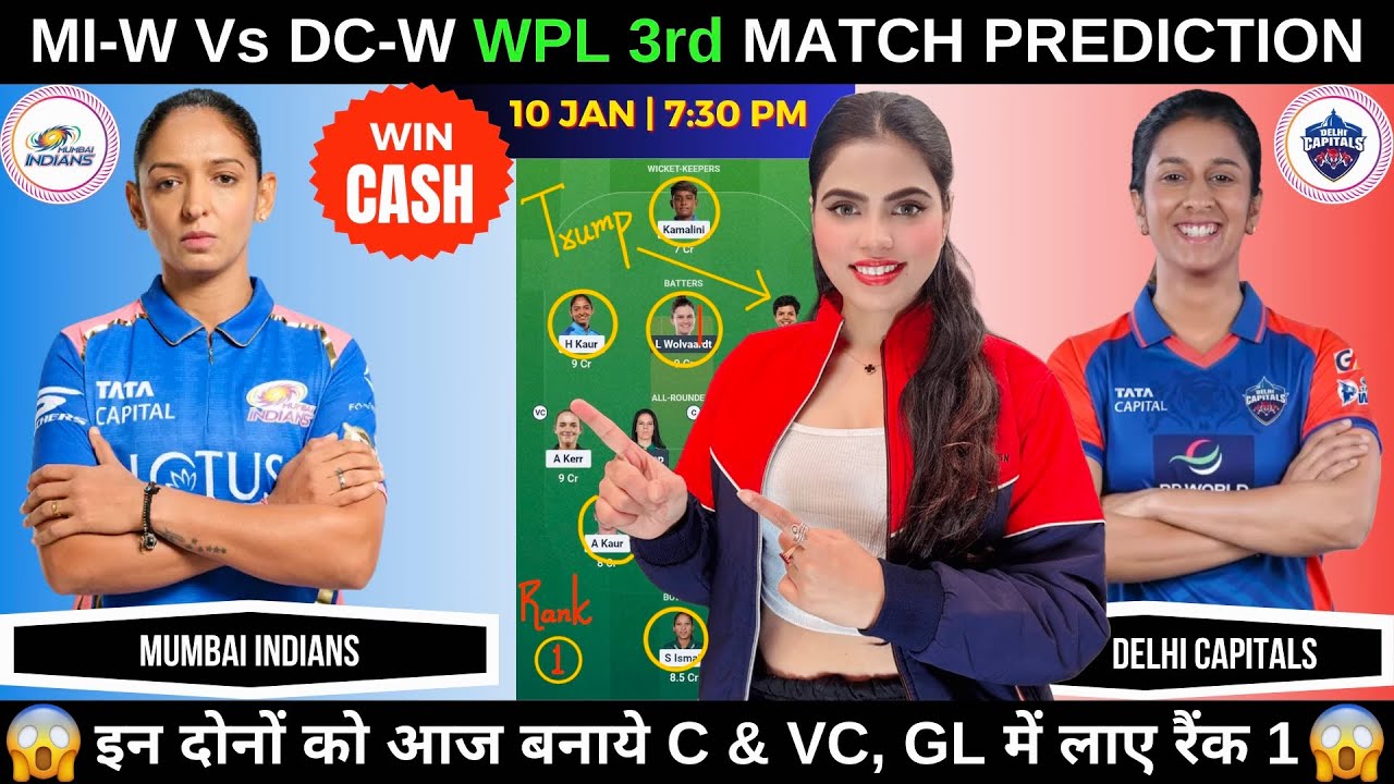 MI-W vs DC-W Today Match Prediction | MI W vs DC W Dream11 Prediction | WPL 2026 3rd Match