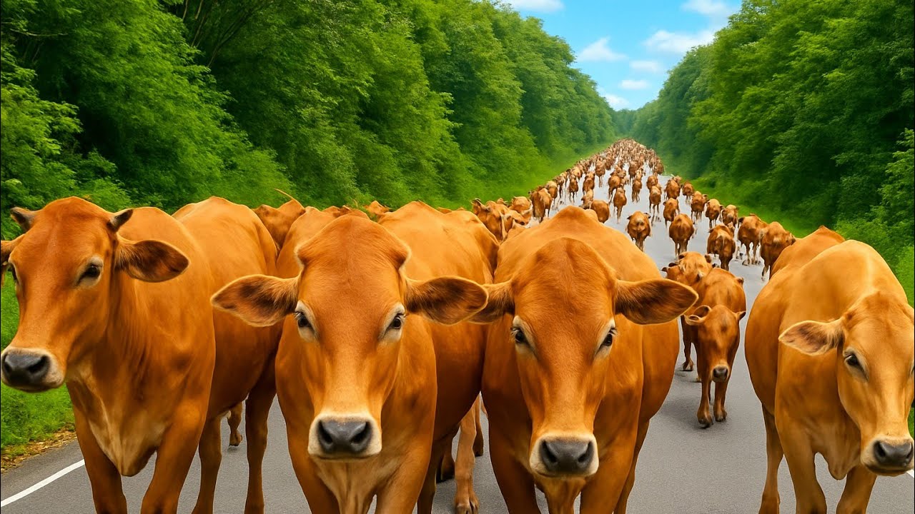 Mengiring puluhan sapi lembu jinak turun dari bukit pedesaan menuju ladang peternakan Sapi gembala
