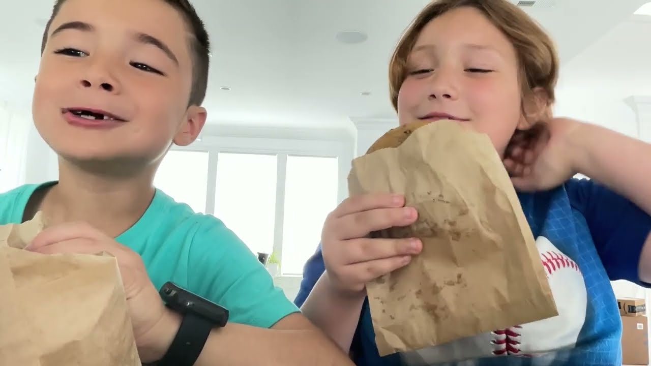 Me and John eat the chicken bake and double chunk chocolate cookie